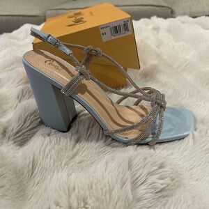 Chase + Chloe Light Blue Strappy Block Heels